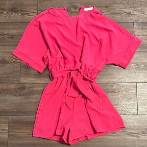 Vibrant Pink Romper with Tie Waist